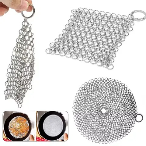 Limpador de aço inoxidável para limpeza de cozinha, 3 tamanhos, rede de lavagem reutilizável, removedor de panela de ferrugem, ferramenta de limpeza para casa