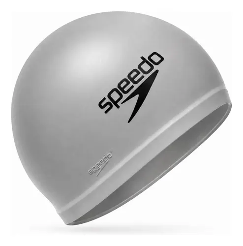 Touca de Natação Flat Cap Adulto em Silicone Cinza Prata