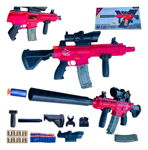 Fuzil Arma de Brinquedo com Dardos e Capsulas Nerf Rifle Cor Vermelho