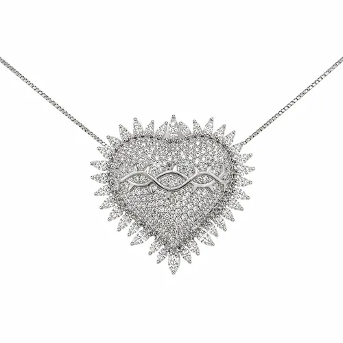 Gargantilha 40 cm Sagrado Coração Moissanite com 4 Garras