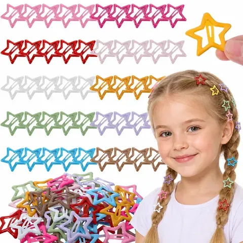 Presilhas de Cabelo Coloridas em Forma de Estrela, Acessórios de Cabelo Estilo Y2K, Presilhas de Cabelo em Forma de Estrela, Presilhas de Cabelo com Fecho, Presilhas de Cabelo Coloridas Antiderrapantes em Forma de Estr