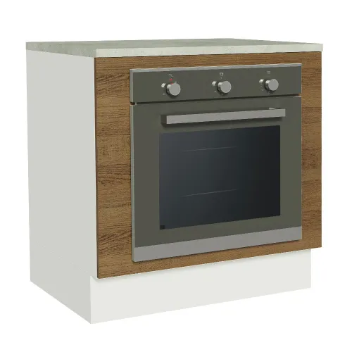Balcão para Forno de Embutir 80 x 60 cm com Tampo Branco/Rustic Glamy, Stella Madesa