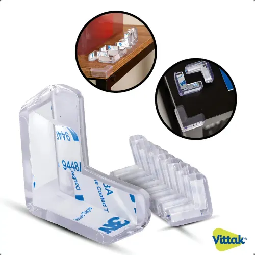 Vittak Kit 10 Protetor Quina Mesa Móveis Cantoneira em forma de L PVC Bebê Cor Transparente
