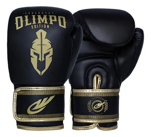 Luva de Boxe Muay Thai Kickboxing Olimpo Esportes Cor Preto - Dourado Tamanho 16oz