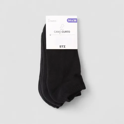 Kit Meia Invisível Esportiva Cross Road 3 Pares 34-38 Preto