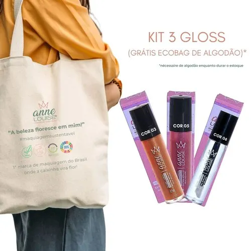 Kit 3 Gloss Labial Vegano 4,5 mL - Shine