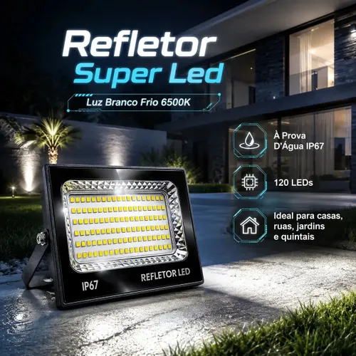 Refletor Super Led 400w Holofote Bivolt Ip67 Cor da Luz Branco Frio Rfe:6713 Max Lumi