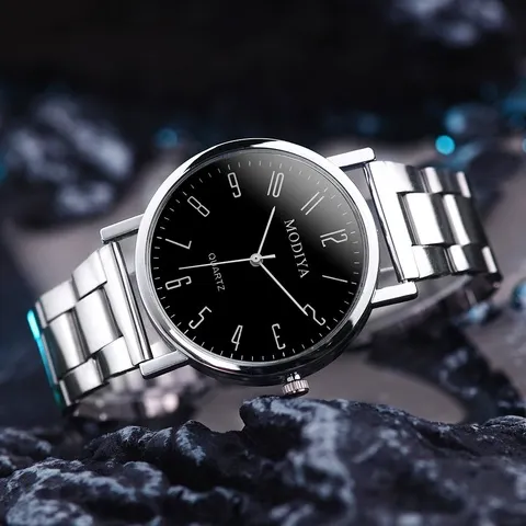 Relógio masculino casual com pulseira de liga de prata relógios de quartzo masculinos