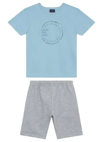 Conjunto Infantil com Camiseta Exceed Your Limits e Bermuda (Azul) Guloseima