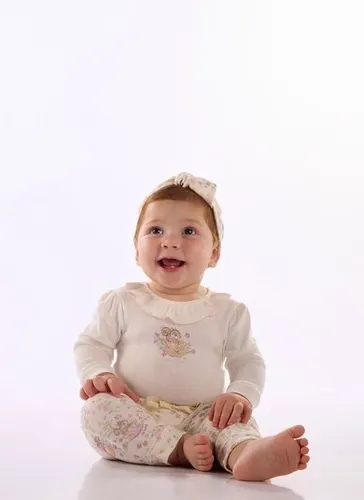 Faixa para Bebê Menina com Estampa Digital Detalhes Rosa Off White