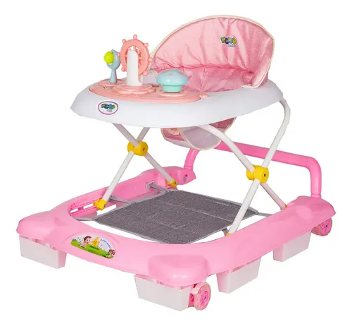 Andador Infantil Musical para Bebê Empurrador Compacto 3 Ajustes de Altura La Bamba Maxi Baby - Rosa