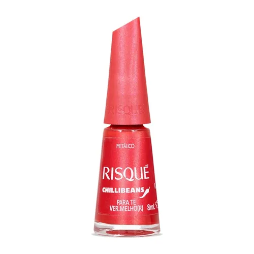 Esmalte Vermelho Risqué & Chilli Beans para Te Vermelhor Metálico