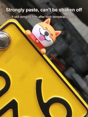 Ornamento bonito do painel do carro Husky 3D - material de borracha, decoração do quadro da placa de licença, acessório de modificação da motocicleta