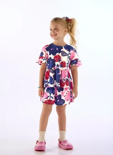 Conjunto Tulipa Infantil com Blusa e Shorts Branco Três e Já