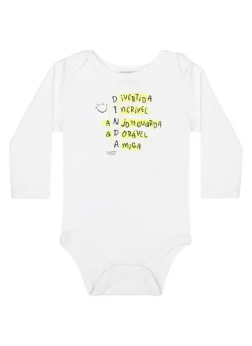 Body em Suedine Unissex para Bebê (Branco) Quimby