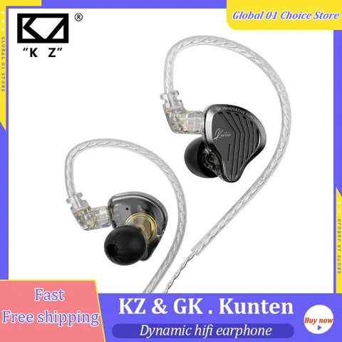 Fone de Ouvido Kz Gk Kunten 1DD com Driver Dinâmico, HiFi IEMs Intra-auriculares, Cabo Destacável de 2 Pinos, Headset Gamer de Metal para Audiófilos