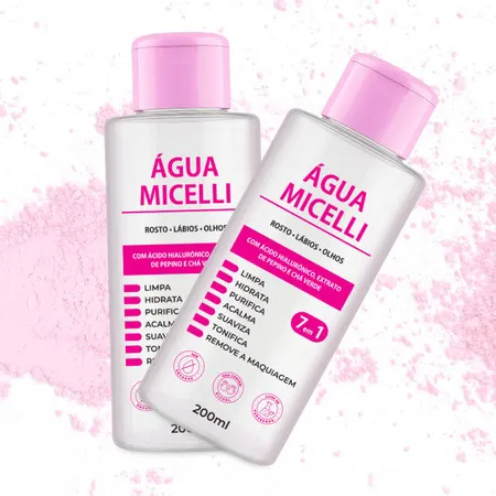 kit 2x Água micelar com ácido hialurônico 200ml- hidrata e tonifica