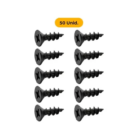 Kit 50 Parafusos Chipboard Phillips Preto de Madeira 3,5x12mm