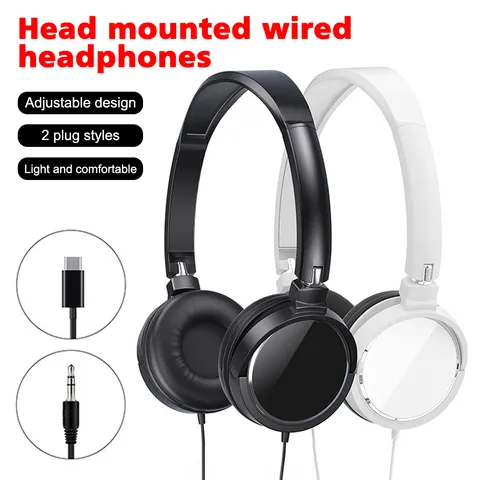 3.5mm/tipo-c plug com fio fones de ouvido dobráveis baixo estéreo moda música para pc mp3 smartphones tablet
