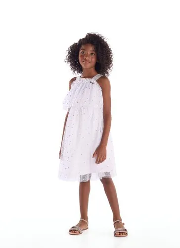 Vestido Infantil de Festa em Tule com Forro em Algodão Branco