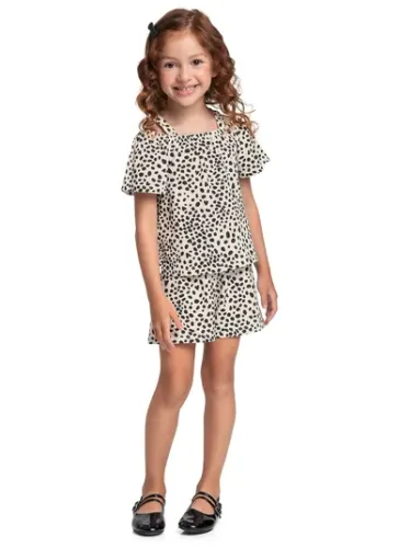 Conjunto Estampado com Bata e Short para Menina (Branco) Bee Loop