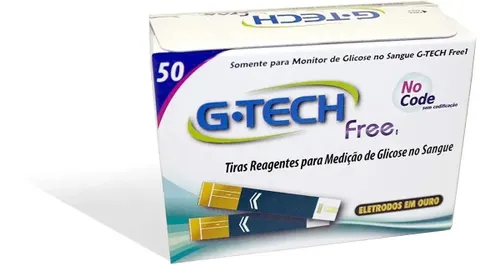 50 Tiras Reagentes de Glicemia G TECH FREE para Medir Glicose
