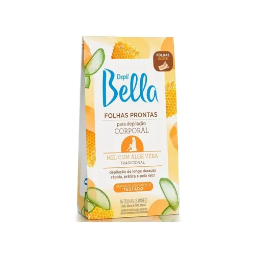 Folhas Prontas para Depilação Corporal Depil Bella Mel Aloe 16Fls