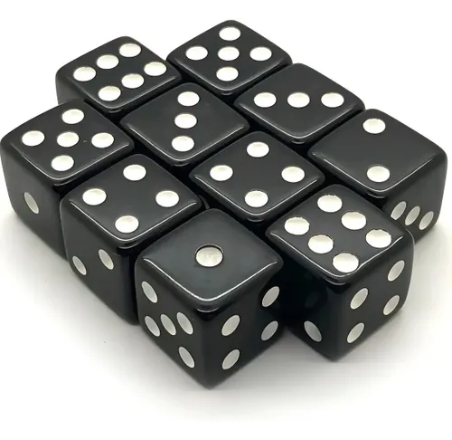 Kit 50 Dados Preto 6 Faces Jogos Rpg 16mm Conjunto