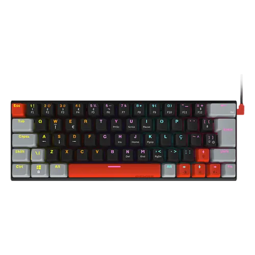 Teclado Mecânico PCYES Kuromori Black Vulcan Blue Switch LED Rainbow PTKM60BL