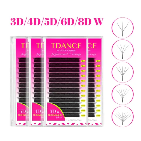 Tdance 3d 4d 5d 6d pré-fabricado fãs extensão de cílios w estilo falso vison natural macio flor chicote automático floração volume cílios