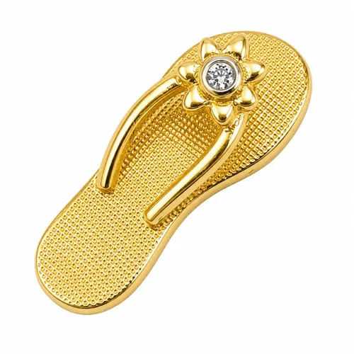 Pingente Sandália com Diamantes 1,5 cm em Ouro 18K