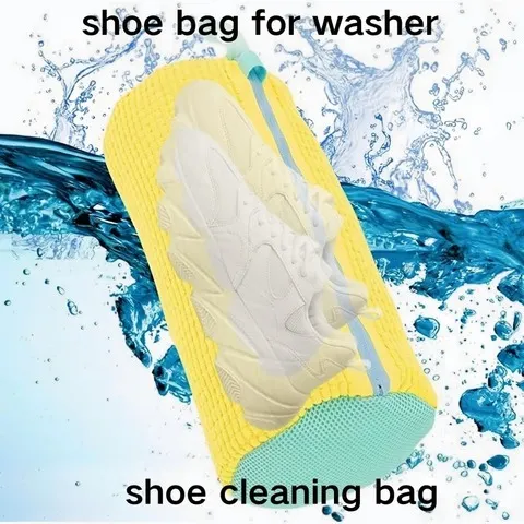 Sacos de Lavanderia para Máquina de Lavar Sapatos - Saco de Lavanderia com Zíper e Pelúcia Interna, Perfeito para Tênis com Escova para Sapatos