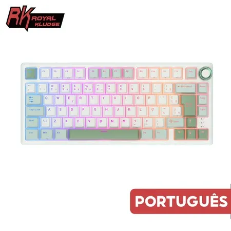 RK Royal Kludge RKR75 SkyCyan Teclado Mecânico com Fio de Junta Portuguesa