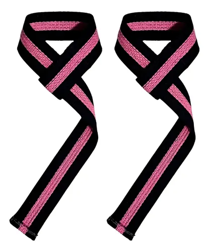 Tala Strap Musculação 100% Algodão Crossfit Cor Tala Strap Preto/rosa Fortwazz ZZ50