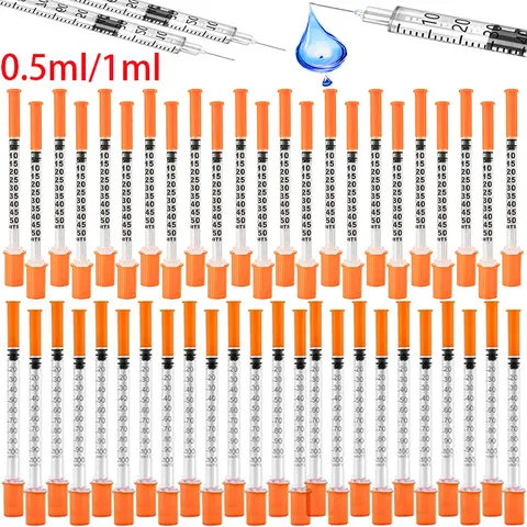45pcs/20pcs/3pcs Seringas Veterinárias Descartáveis de 0.5/1ml com Agulhas para Animais de Estimação e Animais de Fazenda