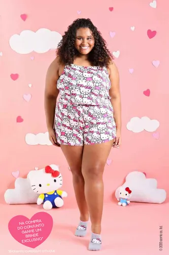 Kit Conjunto Pijama Hello Kitty Rosa