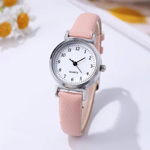 Moda pequena mostrador feminino relógio casual pulseira de couro senhoras relógios de pulso de quartzo