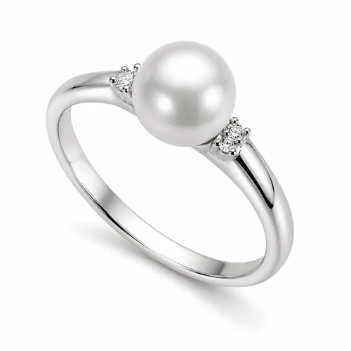Anel Pérola 7 mm com 4 Zircônias em Prata 925