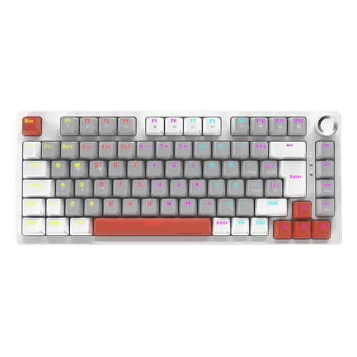 Teclado Mecânico Arkeum PCYES White Ghost Red Switch AKWG75RBR