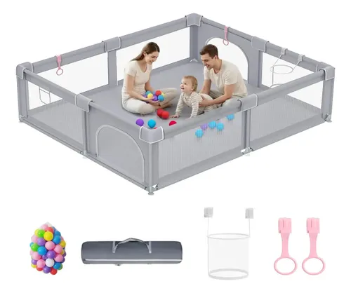 Cercadinho Grande para Bebe Infantil Vário Tamanho Acessório 200×150cm Cinza