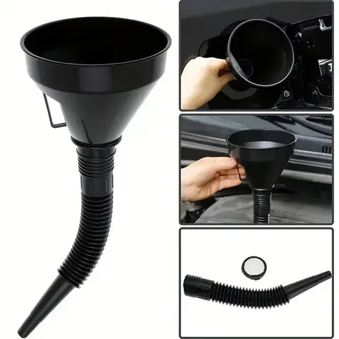 1 Funil Multifuncional Flexível: Ferramenta à Prova de Derramamento para Troca de Óleo com Boca Larga e Alça para Automóveis