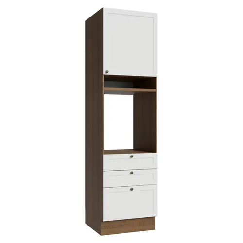 Torre Quente 60 cm 1 Porta 3 Gavetas Rustic/Branco Vik Madesa