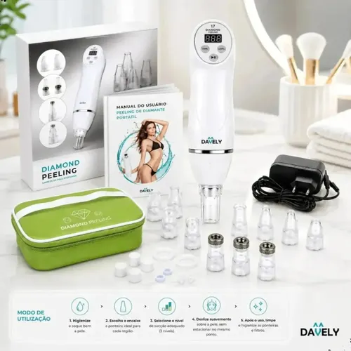 Peeling de Diamante Portatil a Vacuo Dermoabrasão Sucção Bivolt Vácuo Limpeza Pele Profunda Limpeza Pele Profissional Cravos Acena Poros Dilatados Oleosidade Limpeza Profunda Davel