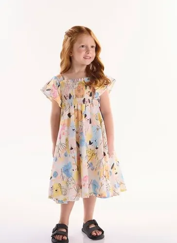 Vestido Infantil em Viscolinho Aumigo Azul