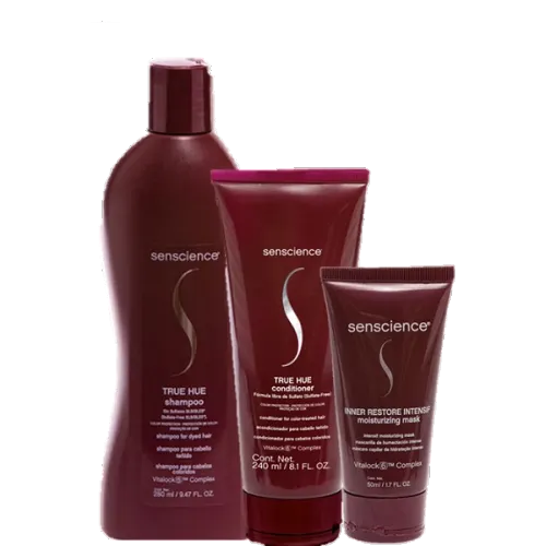 Kit Senscience True Hue Shampoo 280ml Condicionador 240ml e Máscara Inner Restore Intensif 50ml