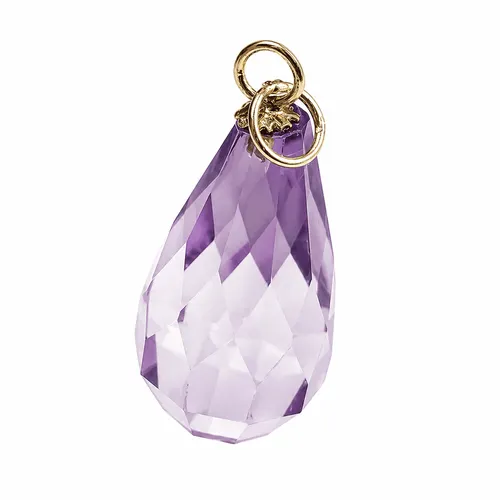 Pingente 2 cm Gota Ametista com 2 Elos em Ouro 18K