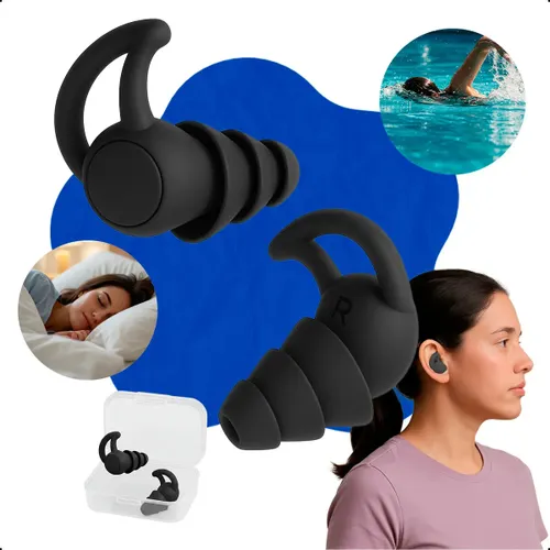 Protetor Auricular Conforto Higiene Segurança para Dormir Natação Estudar Trabalhar Viajar e Esportes Preto , Anti-ruído