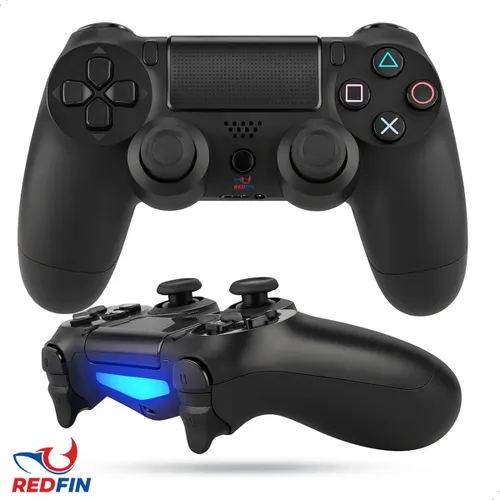 Controle sem Fio Joystick REDFIN Bluetooth Compatível para Ps4 Videogame Tv Samsung Pc P4 Ps 4 Manete Pc Gamer Tv Smart Controle Bluetooth Celular Headset sem Fio com P2 Marca Redfin