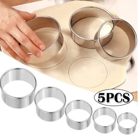5 pçs redondo de aço inoxidável molde biscoito bolinho pele corte molde diy biscoito pastelaria bolo ferramentas cozimento cozinha gadget