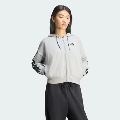 Moletinho Capuz Zíper Essentials Três Listras Mulher adidas
